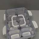 Snackle Box Container with 8 Removable Stainless Steel Compartments Divided Snack Tray with Portable Handle for Beach, Road Trip, Picnic, Boat Days, Ball Games, Pool and Parties