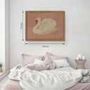 Vintage Framed Wall Art, Modern Pink Grace Swan Canvas Wall Decor Painting, Retro Animal Rustic Farmhouse Artwork Prints Pictures for Living Room Bedroom Bathroom 16x24 Inch