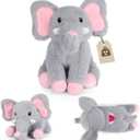 Weighted Elephant Stuffed Animal, Gray Soft Stuffed Elephant Plush Toy with Love, Weighted Plush Pillow Kawaii Comfort Xmas Gifts for Kids, 10 Inch, 0.8 Lbs