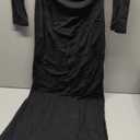 BORIFLORS Women's Ruched Bodycon Long Sleeve Maxi Dress Mesh Square Neck Cocktail Party Long Dresses (Medium, Black)