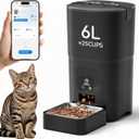 PAPIFEED Automatic Cat Feeder with App, 2.4G WiFi Cat Food Dispenser, 6L Timed Cat Feeder for Dry Food, 10 Meals/Day, 12 Portions/Meal, Dual Power Supply Smart Pet Feeder for Small Dog, Black
