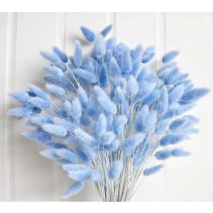 120 PCS Blue Dried Pampas Grass Decor, 17-inch Pompas Floral, Dry Flowers for Decoration, Pampas Grass in Bulk Tall, Blue Bunny Tails Dried Flowers for Boho Wedding Decor