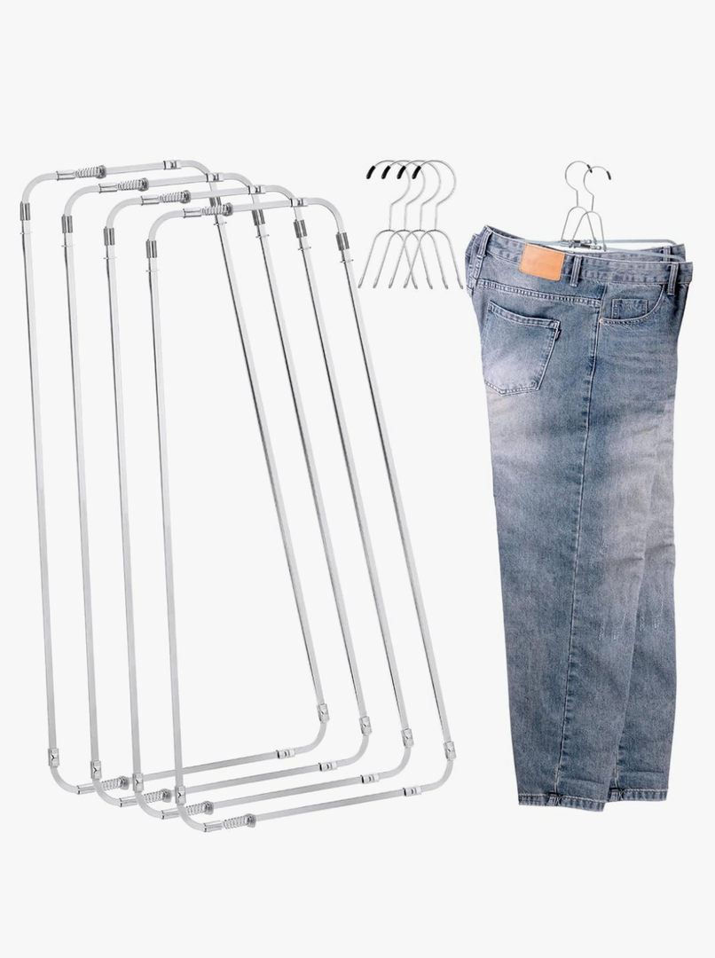 Pants Stretcher Wrinkle Free Pants Hangers Hang to Dry Stretchers for Creased Wrinkle Free Slacks Without Ironing, Silver