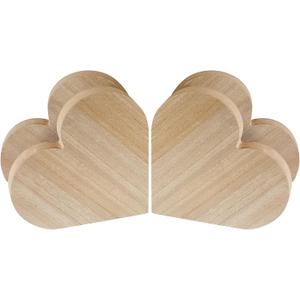 8 Inch 4 Pack Thick Wooden Heart for Crafts, Freestanding Wood Block Unfinished MDF Wood Heart Signs (8x8x1 in)