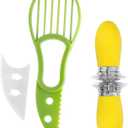 Avocado Slicer & Corn Fork, Food-Grade Avocado Cutter & Splitter, Stainless Steel Corn Fork, Corn Picks, Kitchen Tool, Lightweight Kitchen Utensil for Fruits & Vegetables