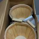 6 Pack Round Wooden Fruit Baskets Small Bushel Apple Buckets with Handle Display Buckets for Gifts Empty Easter Spring Winter Basket for Fruits Vegetables, Home Party Supplies