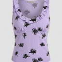 Tankaneo Womens Ruffle Deep V Neck Tank Tops Summer Sexy Floral Print Sleeveless Fitted Shirts Trendy Y2k Going Out Crop Tops, Size: M