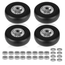 9x3.50-4" Flat Free Lawn Mower Tire and Wheel Smooth Tire with Rim for Commercial and Residential Walk-Behind Lawnmowers, Hand Trucks, Garden Carts and Trailers | 4" Centered Hub | Bore ID 3/4" 4PCS