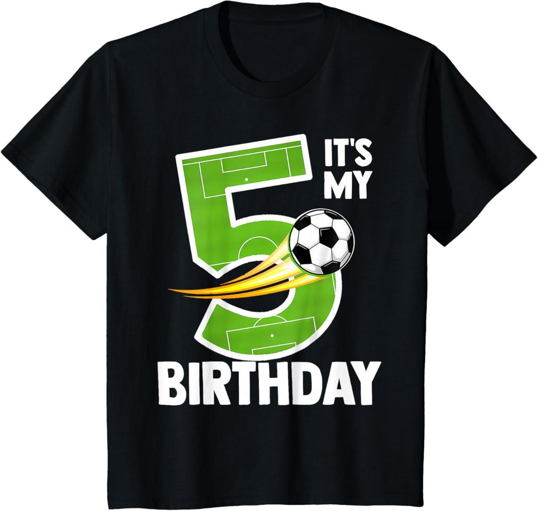 Kids It's My 5th Birthday Boy Soccer Ball 5 Year Old Bday Party T-Shirt