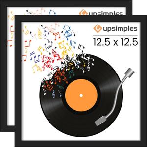 upsimples 12.5x12.5 Record Frame, Vinyl Frames for 12inch Album Cover, Wall Display for Home Decor, Black, 2 Pack
