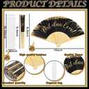 GlikCeil 20 Pcs Class Reunion Decorations 10 Year Reunion Hand Folding Fans with Organza Bags Bulk Foldable Paper Black and Gold Fans for Souvenir Party Favor Supplies Ceremony