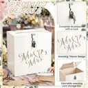 Chumia Cream White Acrylic Wedding Card Box with Lock, 3D Embossed Mr and Mrs Gift Card Box with Cards Sign for Wedding Reception, Bridal Shower, Engagement, Anniversary Party