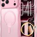 for iPhone 17 Pro Max Case for Women Girls,【Compatible with MagSafe】,【Camera Control】,【Full Camera Protection】, Cute Wave Magnetic Phone Case for iPhone 17 Pro Max,Light Pink