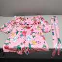 Women Sexy One Piece Romper Outfits Pull Sleeve Floral Print Off Shoulder Short Jumpsuit Pants Set (X-Large, Pink)