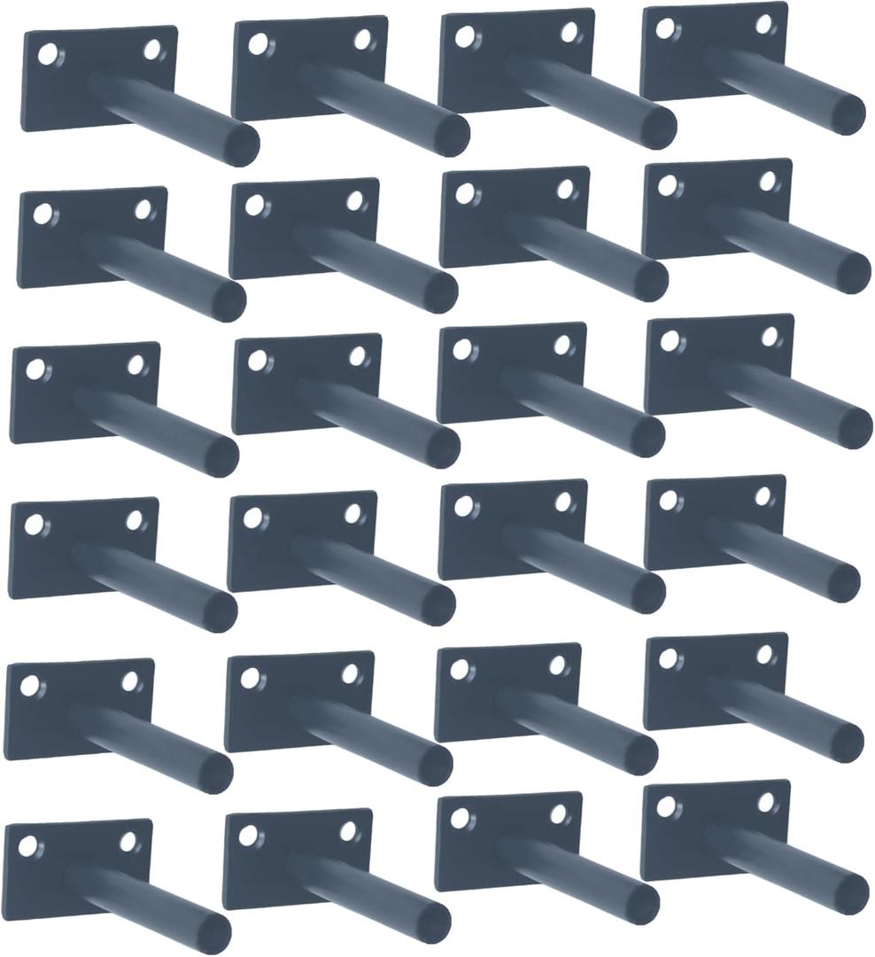 24 Pcs 3" Black Steel Floating Shelf Bracket Blind Shelf Supports - Hidden Brackets for Floating Wood Shelves - Concealed Blind Shelf Support  Screws and Wall Plugs Included