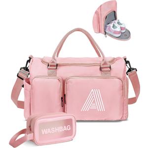 Women Teen Girls Gift Personalized Duffle Bag: Letter Carry on bags, Dance Cheer bag Sports for Girl, Kid Gymnastics Bags, Birthday Gifts for Women Girls Kids Teens Mom Teacher (baby pink)