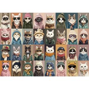 1000 Pieces Jigsaw Puzzles for Adults - Stylish Cats in Fashion - Unique Puzzle for Family and Friends - Challenging Puzzle Perfect for Game Nights (19.7x27.6 in)