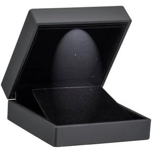 Luxury Earring & Pendant Box With LED Light, Square Shaped Elegant Diamond Pendant & Earring Case, Black Velvet Interior Jewelry Display Gift Box For Unique Proposal, Engagement Or Wedding