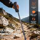 3K Carbon Fiber Trekking Poles - Collapsible, Lightweight Yet Sturdy Hiking Poles with EVA Grip, for Men & Women Hikers (Black)
