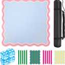 22 in Mini Mahjong Mat for Travel Portable Mahjong Game Mat with 4 Pcs Mahjong Tile Shufflers, Non-Slip Rubber Backing, Foldable Surface & Carry Bag(Blue)