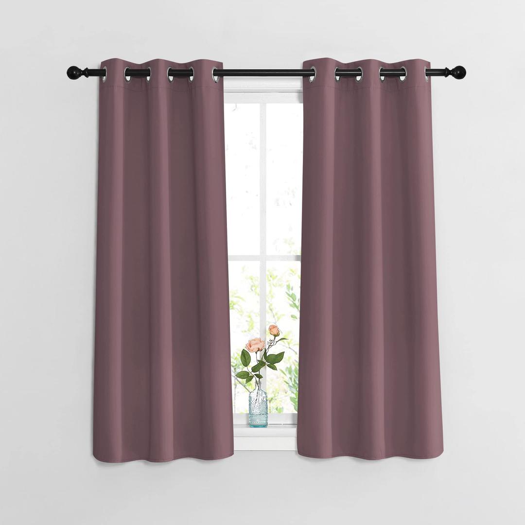 NICETOWN Patio Blackout Curtain Panels - Thermal Insulated Grommet Blackout Drapes Light Blinds Room Darkening Window Treatments for Villa/Cottage (2 Panels, W80 x L95, Dry Rose)