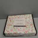 Laura Ashley - Twin XL Sheet Set, Super Soft Cotton Percale Bedding Set with Matching Sham, Oeko-Tex Certified (Bonnie Pink, Twin XL)