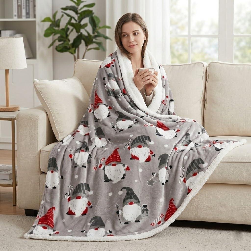 Electric Heated Blanket Full Size 72"x84", Dual-Sided Soft Flannel & Sherpa, LCD Display 10 Heat Settings with 1-12H Timer & Overnight Safe, Bed & Couch, Machine Washable, Santa Claus for Christmas