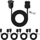 Kanayu 5 Pack 6 ft Black Indoor Extension Cord 2 Prong Electric Cord Extender, Wire Plug in and End, Ac 120 Volts for Outdoor Christmas Connect or Extend String Lights