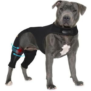 Supet Dog Rear Leg Sleeve to Stop Licking, Non-Slip Surgical Sleeve for Back Leg After TPLO, Breathable Recovery Sleeve After Surgery, Wound Cover for Hip and Thigh, Dog Cone Alternative (M, Black)