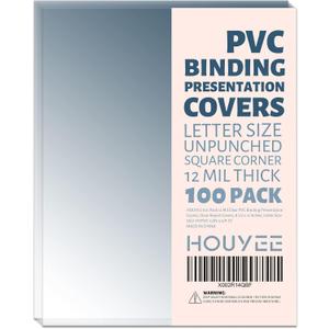 HOUYEE 100 Pack Clear Binding Presentation Covers, PVC Report Covers,12 Mil,8-1/2 x 11 Inches, Letter Size