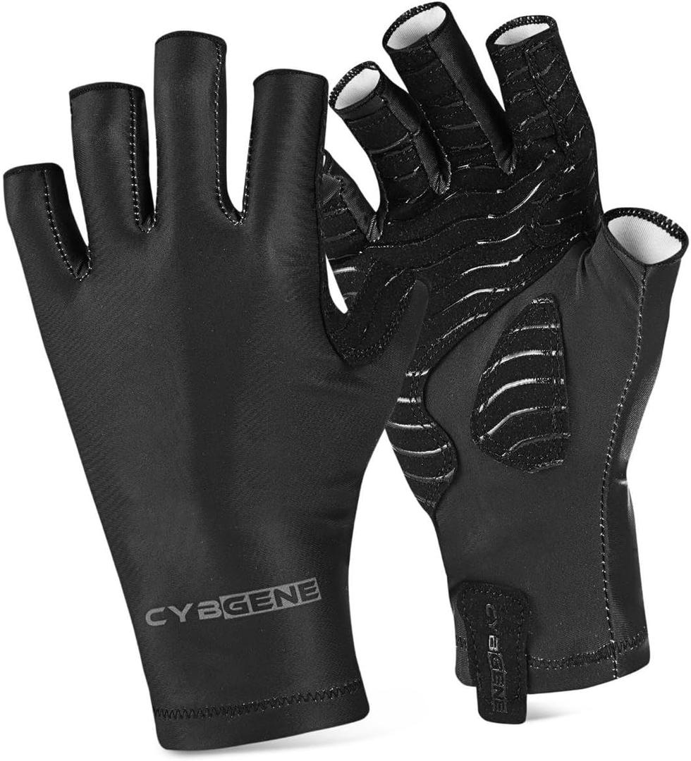 5 x Fishing Gloves UV Protection Gloves Sun Protection Gloves UPF50+ Men Women for Outdoor, Kayaking, Rowing (Large, Black)