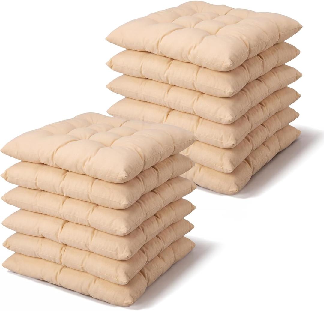 Geetery Floor Pillows for Kids Bulk Floor Cushions for Classroom 15.7'' Seating Cushions Classroom Pillows for Students Reading Corner Tatami Yoga Nursery Daycare(12 Pcs,Beige,Square)
