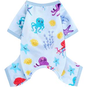 Dog Pajamas for Small Dogs Boy Girl, Dog Clothes Tiny Chihuahua Yorkie Spring Summer Shirt, Cute Puppy Outfit Pjs Jumpsuit Cat Onesie Apparel Pet Clothes (Blue Octopus)