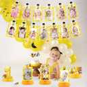 Honey Bee 1st Birthday Party Decorations, Bumble Bee 12 Monthly Milestone Photo Banner Baby First Year Down Theme Photo Table Centerpiece for Baby Bee Day First Theme Party