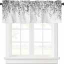 Curtain Valance for Windows Gray Eucalyptus Rod Pocket Valance Window Treatments 1 Panel Watercolor Leaves Short Curtains for Kitchen Windows Bathroom Bedroom 42x18in