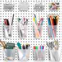Jinei 12 Pcs Pegboard Bins and Cups with Hooks and Loops Peg Assortment Organizer Accessories Various Tool Organizer Pegboard Basket Set for Garage Workshop Workbench Office(Translucent)