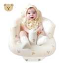 Inflatable Baby Seat - Infant Safety Support, Blow Up Baby Floor Seat with Built in Air Pump- Perfect for Travel, Beach, Camping - Ideal for Babies 3 Months and Up (Bear Cub)