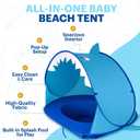 USA Based, Baby Beach Tent & Sun Shelter – Portable Pop-Up UV Protection Canopy with Sand Stakes Baby Sun Shade for Beach, Pool, Travel & Outdoor Use – UPF 50+, Shark, 47.5" x 31.5"