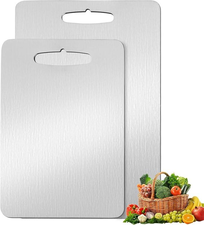 2 PackTitanium Cutting Boards 100% Pure Titaniubles. Easy to CleanM+L)