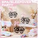 Vicenpal 6 Sets Clear Sleepover Gift Bag with Handles 6 Pcs Pink Bows PVC Plastic Spa Party Treat Goodie Snack Bags Sleepover Squad Theme Party Favors for Birthday Slumber Parties, 7.9 x 7.9 x 3.1''