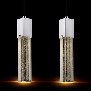 Seeded Crystal Shiny Hanging Kitchen Island Pendant Ceiling Light Modern Concise Fixture,2 Pack Brushed Nickel Finish for Kitchen Island Dining Room Bedroom Hallway