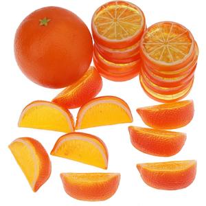 Woration 19 Pcs Artificial Fake Orange & Slices Blocks Set Simulation Fruits Model Realistic Oranges Home Decoration for Party Kitchen Wedding Props Ornament
