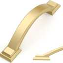 Amerdeco 10 Pack Brushed Gold Cabinet Pulls 3 Inch(76mm) Hole Centers, Handles for Kitchen Cabinet Hardware, Arch Cabinet Handles for Bathroom Dresser Drawer Handles ZH0016