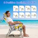 Backpack Beach Camping Chairs with 8 Positions Lay Flat, 2 Pack Lightweight Folding Beach Chair with Adjustable Headrest, Pouch, Cup Holder for Outdoor Lawn Picnic, Support 300LBS (Lemon_Yellow)