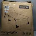 ATORPOK Folding Camping Cot for Adults with Padded Mattress and Pillow, Adjustable Reclining Lounger Sleeping Cot Bed, Ideal for Camping, Travel, Garden, or Office Use, Blue, Single