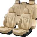 FLORICH Leather Seat Covers, Seat Covers Full Set, Car Seat Protectors 5 Seats, Automotive Seat Covers Fit for Most Cars Trucks-Beige