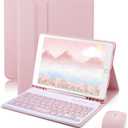 TUNKARMOR Keyboard Case for iPad mini 5 & Mini 4 7.9 inch - with Mouse and Magnetically Keyboard, Case with Pencil Holder for iPad mini 5th / 4th Generation, Auto Sleep/Wake, Pink