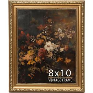8x10 Picture Frame, Vintage Bronze Gold Picture Frame for Tabletop & Wall Mount, Antique Photo Frame 8 x 10 for Living Room, Bedroom, Office or Gallery Wall, Retro Home Decoration Gift - 1 Pack