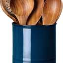 Utensil Holder, Ceramic Kitchen Utensil Crock for Countertop Cooking, Modern Utensil Caddy Jar Organizer for Farmhouse Kitchen Counter Décor, Flambe Blue