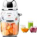 Plodon Baby Food Maker Mini Cute and Small Food Processor Puree Blender Grinder Chopper 1.2 Cup Glass Bowl with 6 Blade Electric (Spaceman-White(One Bowl))